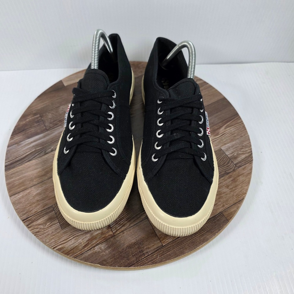 Superga 2750 Cotu Classic Sneakers M9.5/W11.5 Black Canvas Low Top Lace Up Shoes - Picture 4 of 10